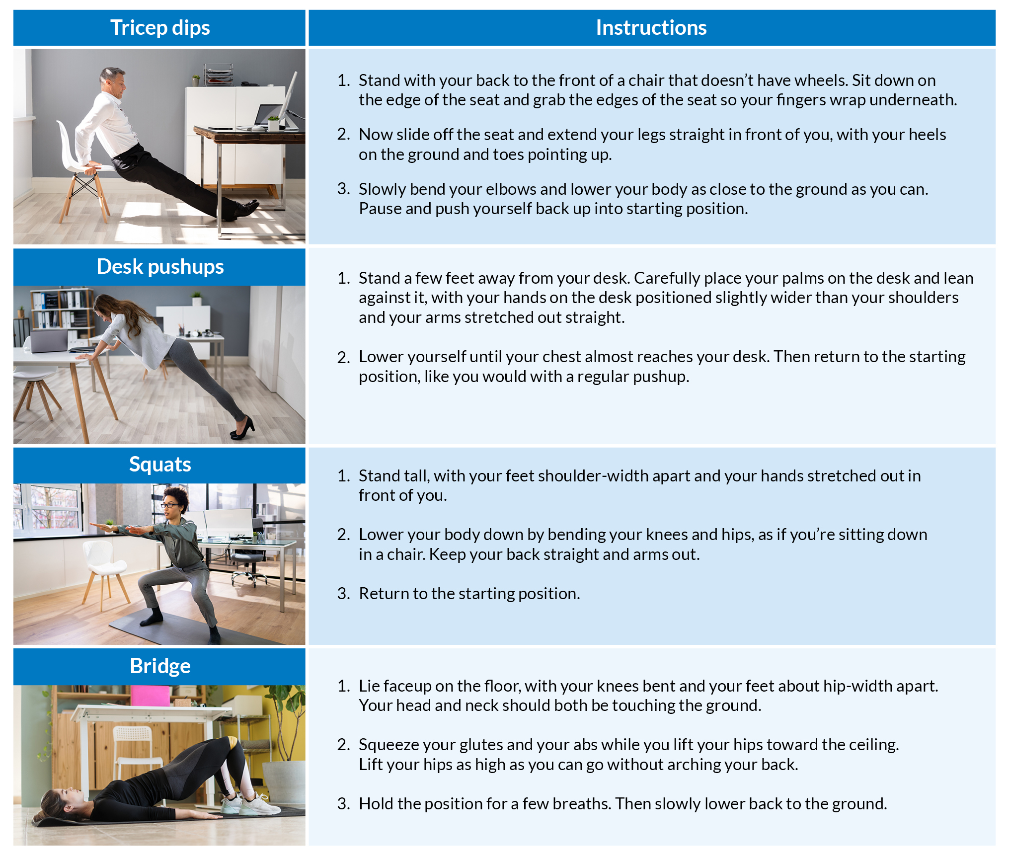 Workout at Home Office Simple exercises