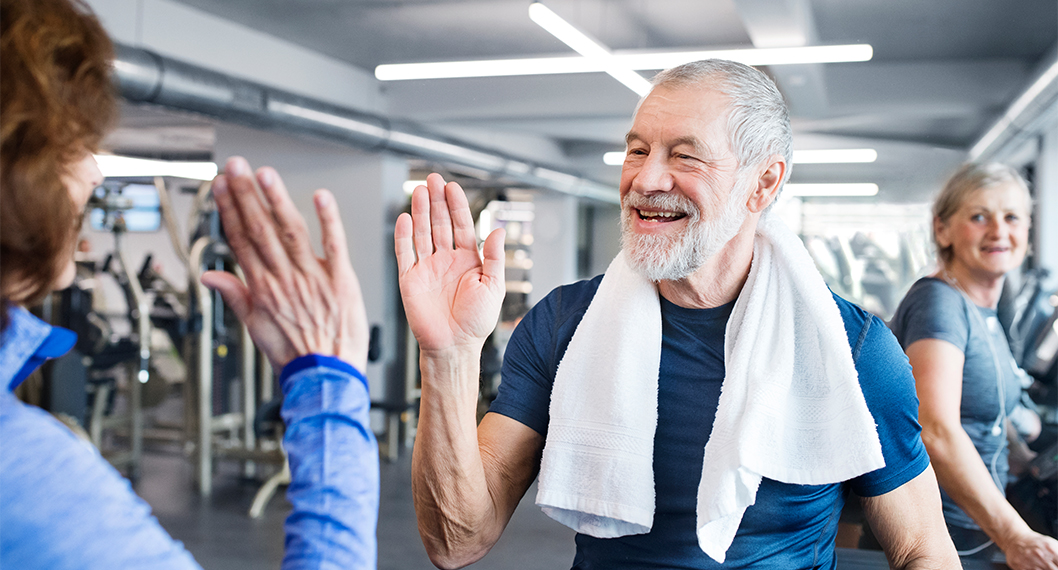 Older man celebrating a good workout
